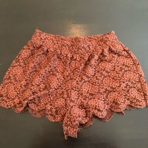 Free People burnt maroon lace shorts!